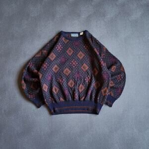 Vintage Kenneth Roberts Abstract Acrylic Wool Knit Sweater XL